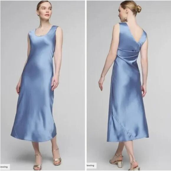 White House Black Market Dresses & Skirts - New! White House Black Market Sleeveless Satin Slip Dress in blue, size 10